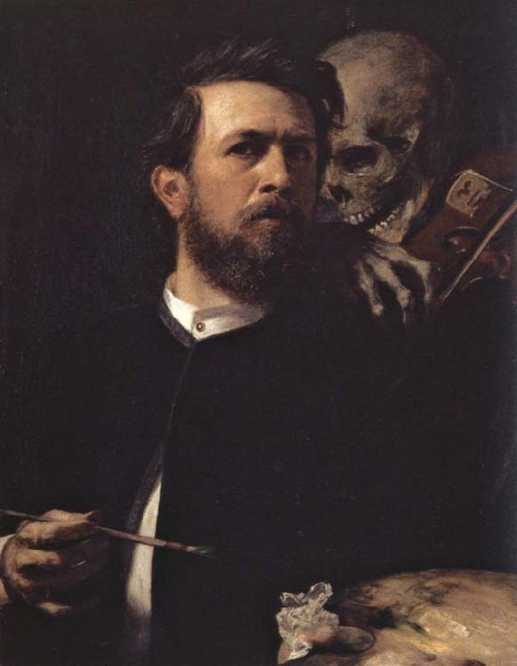 Arnold Bocklin Self-Portrait with Death Playing the Violin France oil painting art